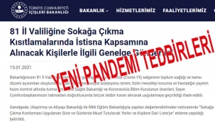 Yeni Pandemi kararları yayınlandı