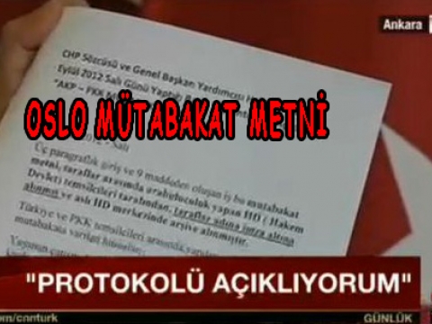 PKK İLE OSLO MUTABAKAT METNİ