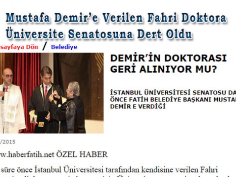 Mustafa Demir'in Fahri Doktora Ünvanı Tehlikede