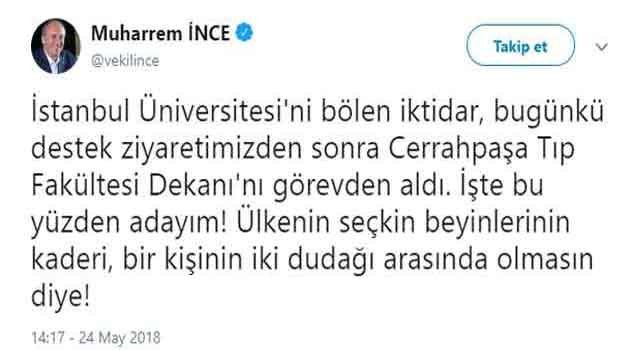 Cerrahpaşa'ya İnce geldi Görevinden alındı.!