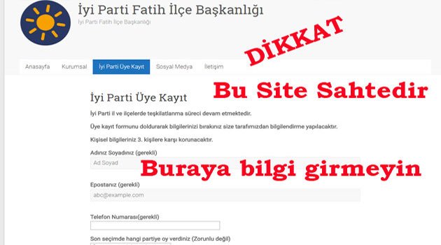 İyi Partiye Sahte Site kurdular