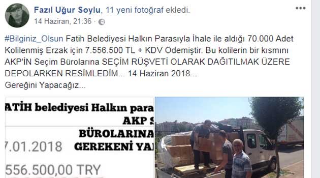 SEÇİME ON GÜN KALA 70 BİN KOLİ ERZAK